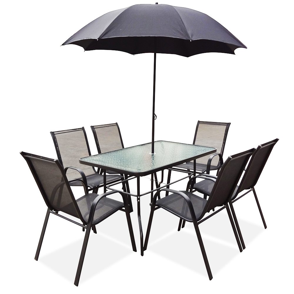 Contemporary Patio Table with Tempered Glass Top