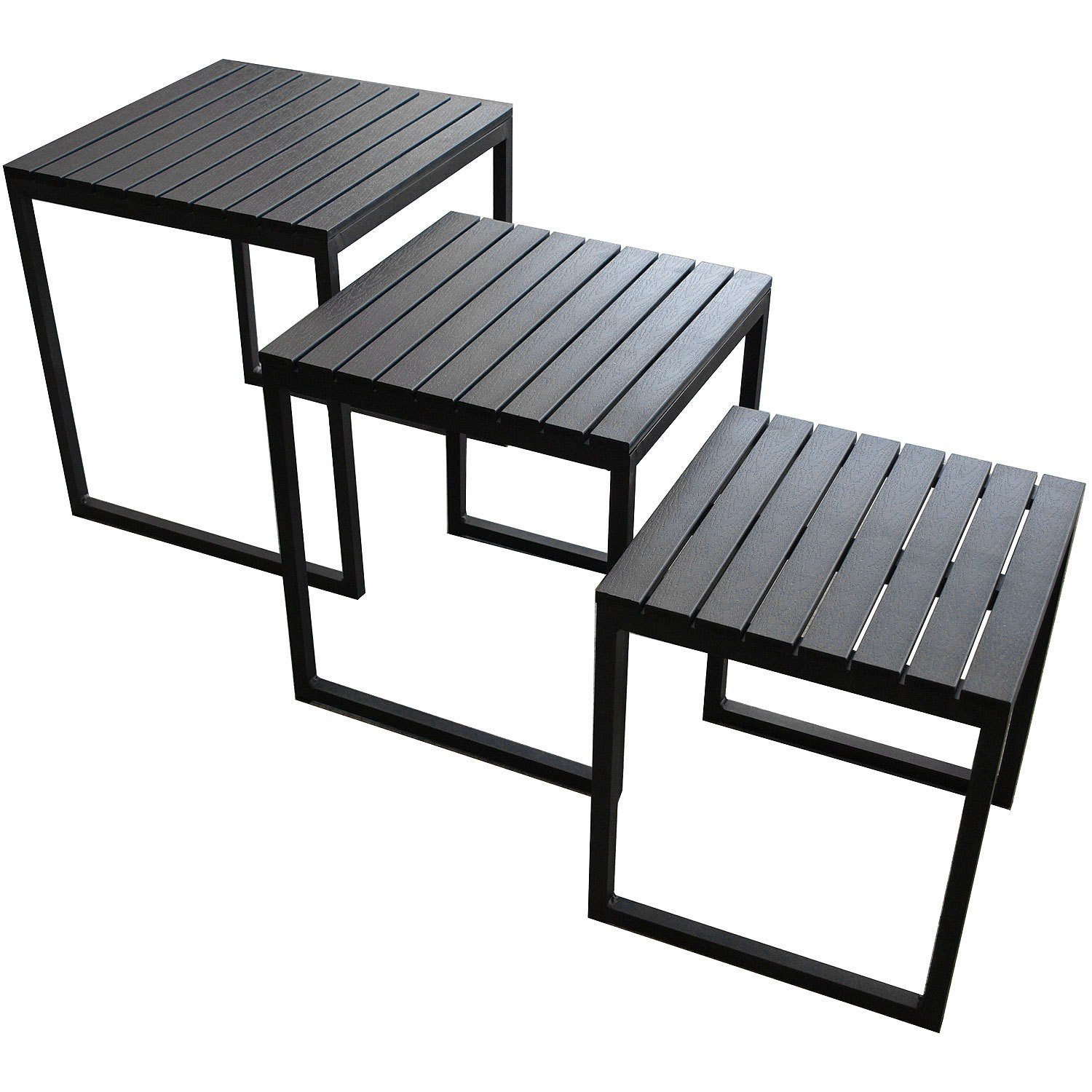 Outdoor Patio Pool Furniture Sidetables 3 Piece Side Table Set