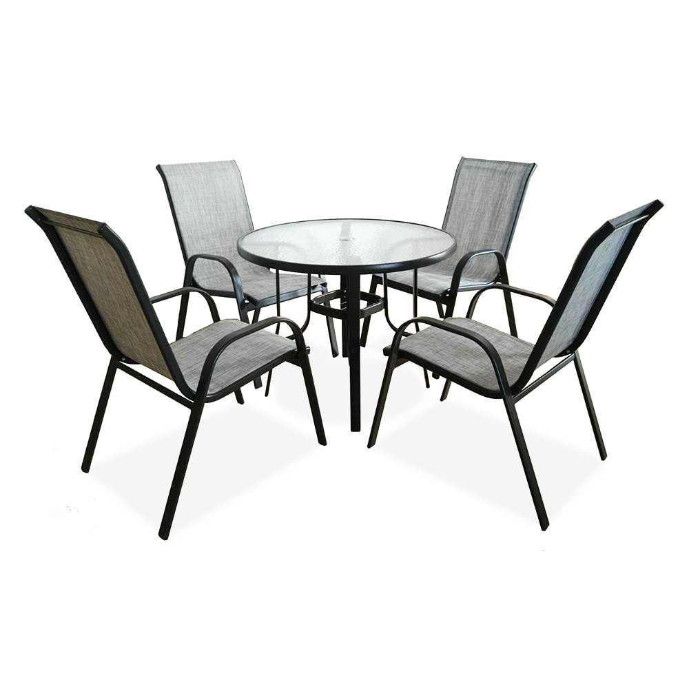 Outdoor Metal Round Tempered Glass Garden Furniture Outdoor Table for Garden